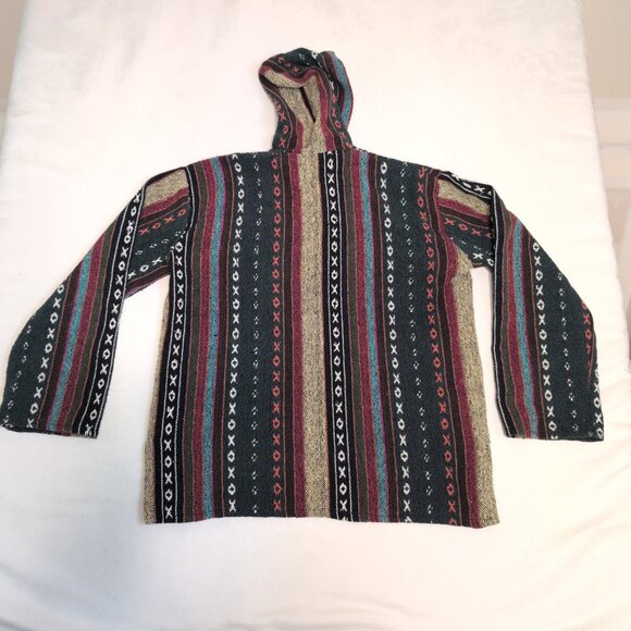 Vintage Green Baja-Style Woven Hoodie Pullover XL (Women) - Picture 2 of 8